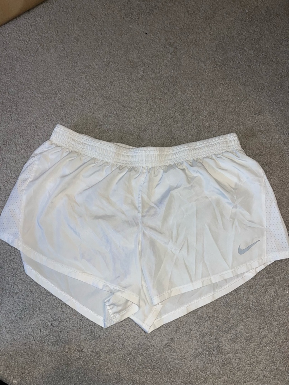 Nike Women's White Athletic Running Shorts with Reflective Swoosh